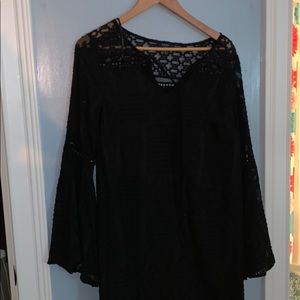 lace black knee length dress